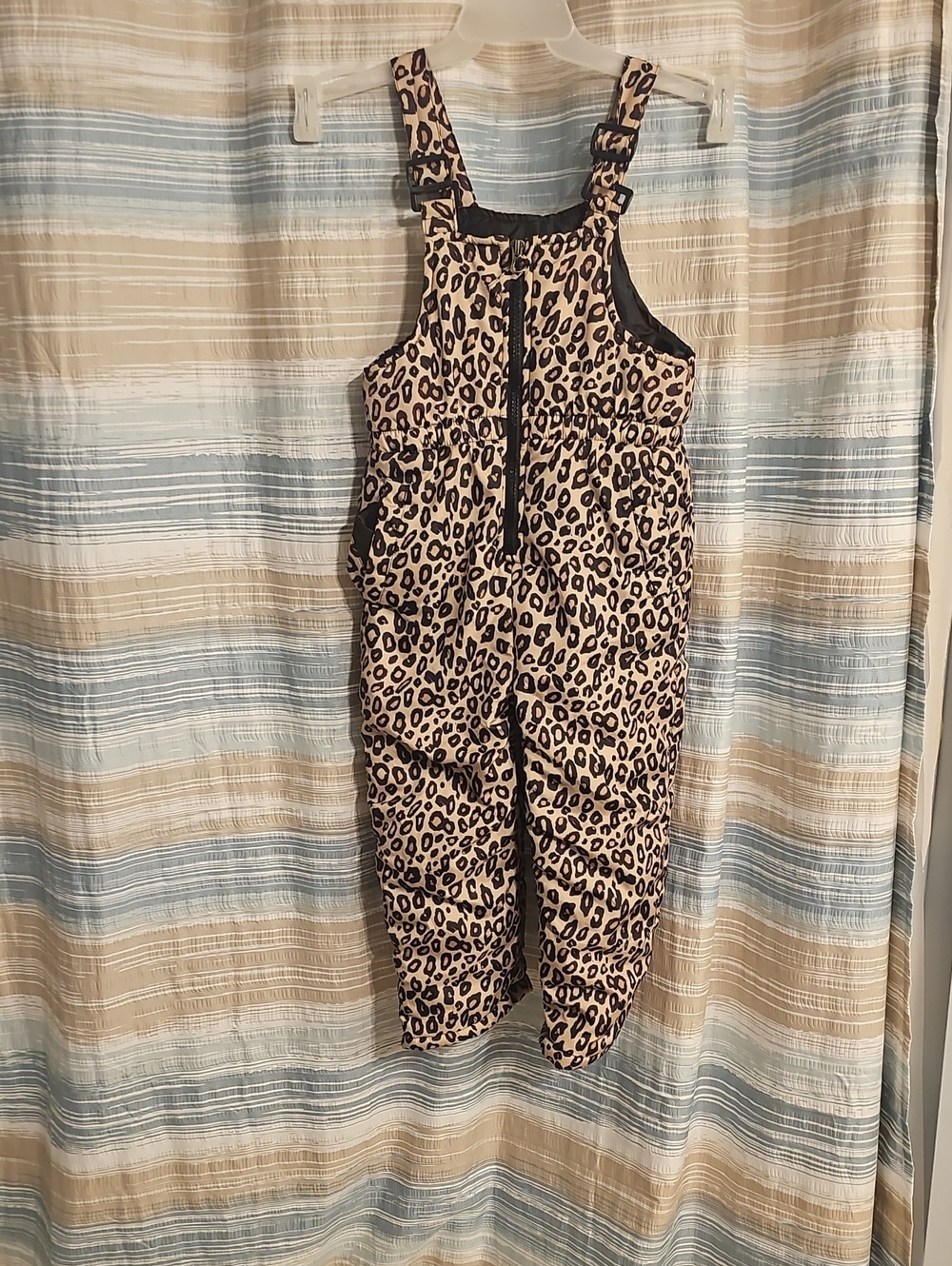 Pink Platinum Kids Leopard-Print Snow Overalls in Pink and Black